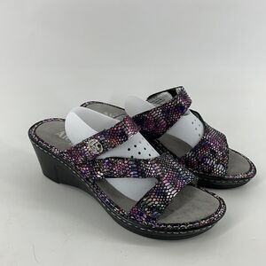 ALEGRIA LOTI SNAKESKIN SANDALS 